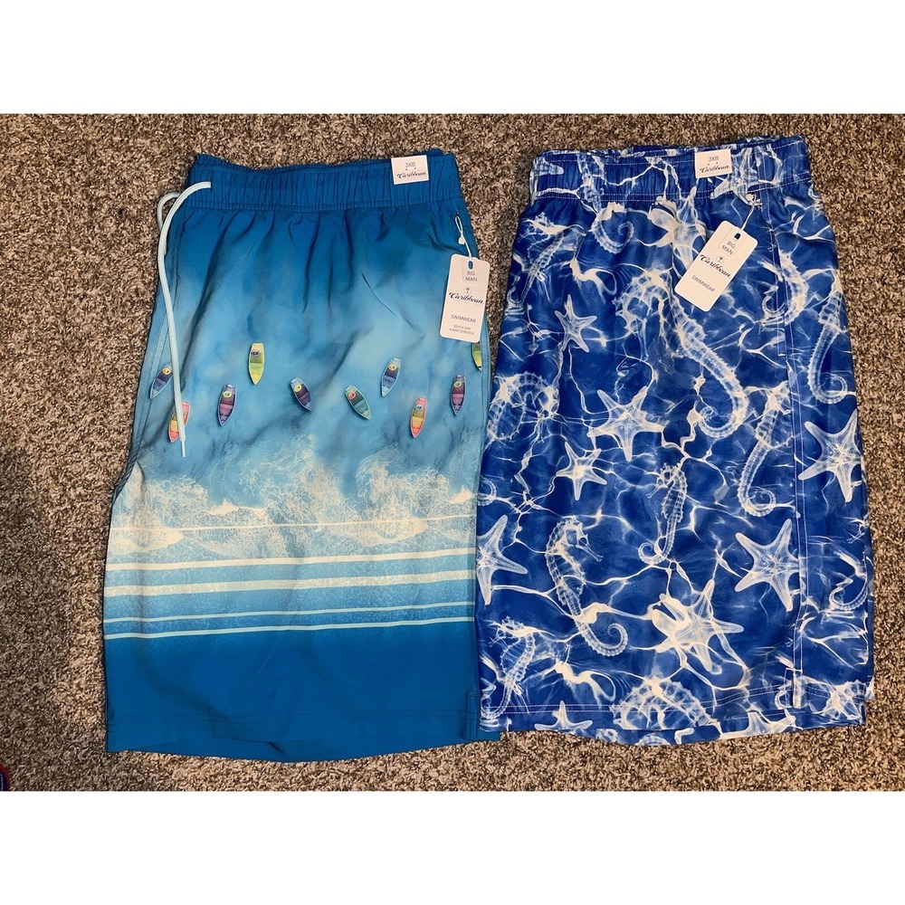 Caribbean Swim Trunks / Swim Shorts Men's Size‎ 3XB Bundle Of 2 NWT